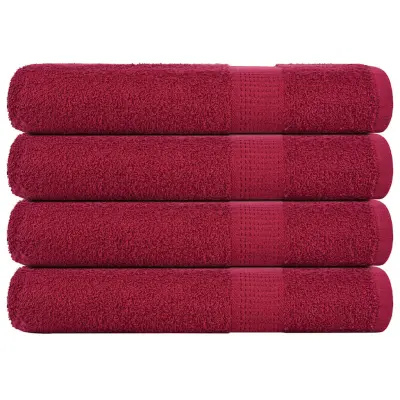 vidaXL Brisače 4 kos bordo 100x200 cm 360 g/m² 100% bombaž
