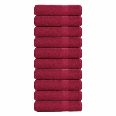 vidaXL Brisače za tuširanje 10 kos bordo 70x140cm 360 g/m² 100% bombaž