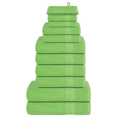 vidaXL Komplet brisač 12-delni zelena 360 gsm 100% bombaž