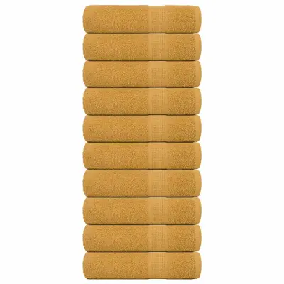 vidaXL Brisače za roke 10 kos zlata 50x100 cm 360 g/m² 100% bombaž