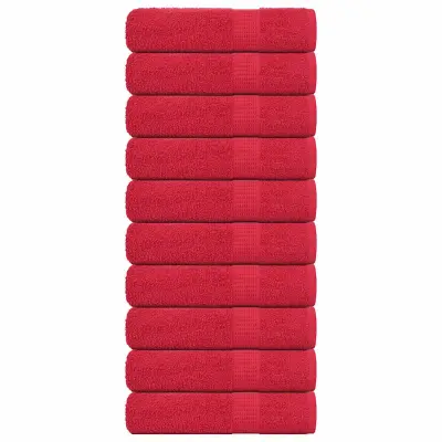 vidaXL Kopalne brisače 10 kos rdeča 100x150 cm 360 g/m² 100% bombaž