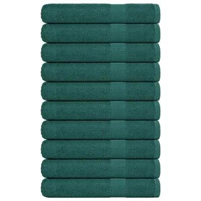 vidaXL Brisače 10 kos zelena 100x200 cm 360 g/m² 100% bombaž
