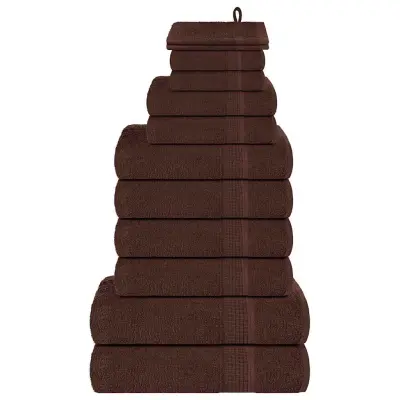 vidaXL Komplet brisač 12-delni rjava 360 gsm 100% bombaž