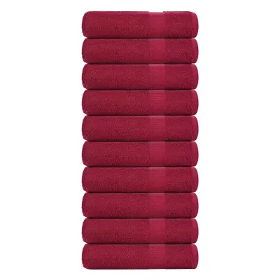 vidaXL Kopalne brisače 10 kos bordo 100x150 cm 360 g/m² 100% bombaž