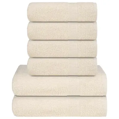 vidaXL Komplet brisač 6-delni krem 360 gsm 100% bombaž