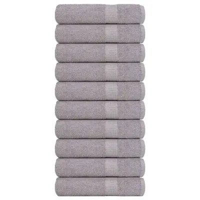 vidaXL Brisače za roke 10 kos siva 50x100 cm 360 g/m² 100% bombaž