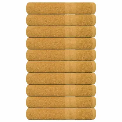 vidaXL Brisače 10 kos zlata 100x200 cm 360 g/m² 100% bombaž