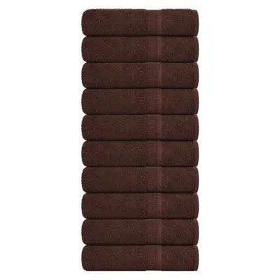 vidaXL Brisače za roke 10 kos rjava 50x100 cm 360 g/m² 100% bombaž