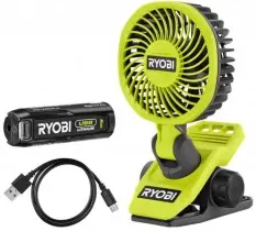 Ryobi Akumulatorski ventilator s sponko + 4V 2,0Ah baterija in polnilnik RCF4-120G 4V USB