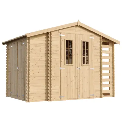 Lesena vrtna lopa - 206x328xH218 cm/5,41 m2 - Vrtna hiša brez podov - TIMBELA M389C