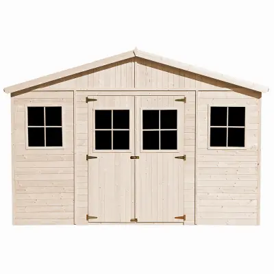 Lesena vrtna hiša - 418x320xH246 cm/11,91 m2 - Vrtna lopa s podi - TIMBELA M331+M331G