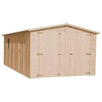 Lesena garaža 18 m² - H222x616x324 cm - Panelna konstrukcija - TIMBELA M102