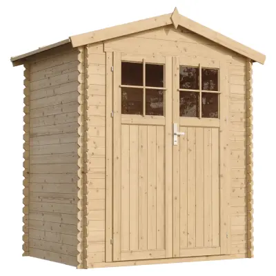 Lesena vrtna lopa - 136x196xH218 cm/1,98 m2 - Vrtna hiša s podi - TIMBELA M367F+M367G