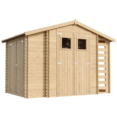 Lesena vrtna lopa - 206x328xH218 cm/5,41 m2 - Vrtna hiša s podi - TIMBELA M389+M389G