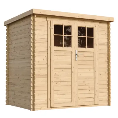 Lesena vrtna lopa - 204x142xH200 cm/2.22 m2 - Vrtna hiša z vrati na zaklepanje, s podi - TIMBELA M311F+M311G