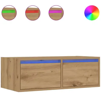 vidaXL TV omarica z LED lučkami artisan hrast 75x35,5x25 cm