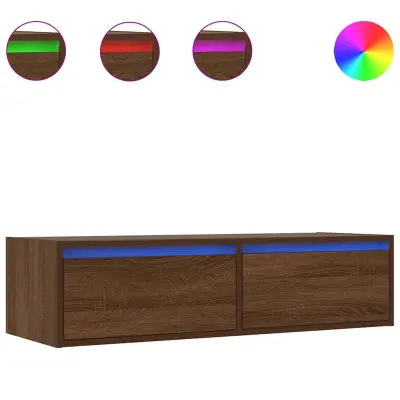 vidaXL TV omarica z LED lučkami rjav hrast 100X35,5x25 cm