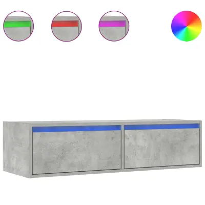 vidaXL TV omarica z LED lučkami betonsko siva 100X35,5x25 cm