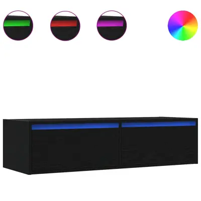 vidaXL TV omarica z LED lučmi črna 100X35,5x25 cm