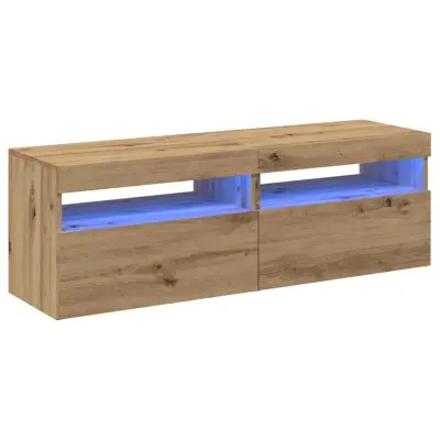 vidaXL TV omarica z LED lučkami 2 kosa artisan hrast inženirski les