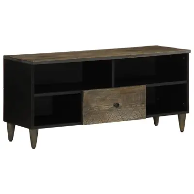 vidaXL TV omarica črna 100x33x46 cm trden mangov les