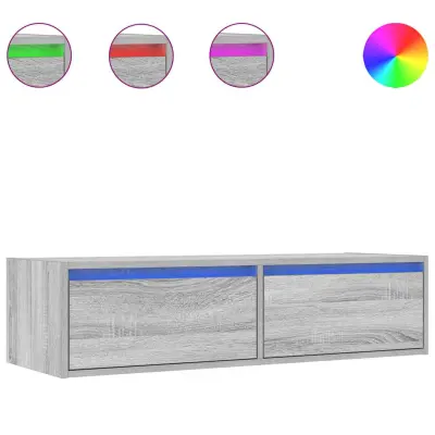 vidaXL TV omarica z LED lučkami siva sonoma 100X35,5x25 cm