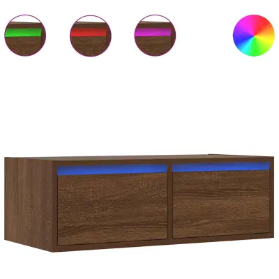 vidaXL TV omarica z LED lučkami rjav hrast 75x35,5x25 cm