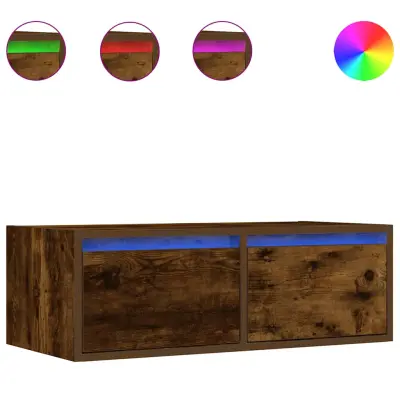 vidaXL TV omarica z LED lučkami dimljeni hrast 75x35,5x25 cm