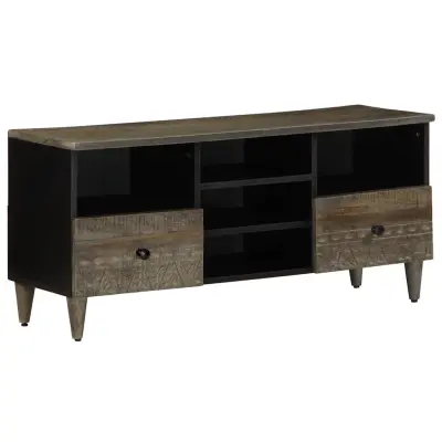 vidaXL TV omarica črna 100x33x46 cm trden mangov les