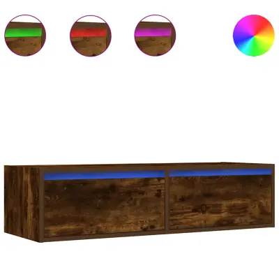 vidaXL TV omarica z LED lučkami dimljeni hrast 100X35,5x25 cm