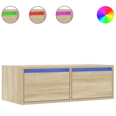 vidaXL TV omarica z LED lučkami sonoma hrast 75x35,5x25 cm
