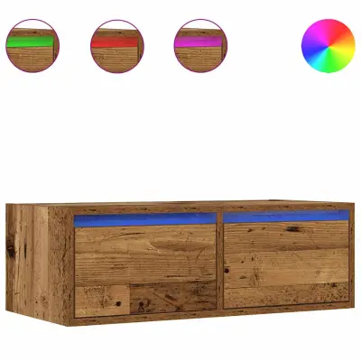 vidaXL TV omarica z LED lučkami starinski les 75x35,5x25 cm