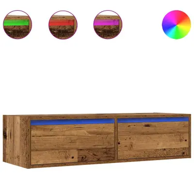 vidaXL TV omarica z LED lučkami starinski les 100X35,5x25 cm