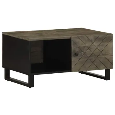 vidaXL Klubska mizica črna 80x50x40 cm trden mangov les