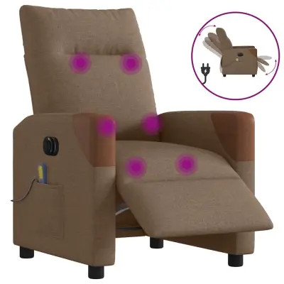 vidaXL Električni masažni naslanjač rjavo blago