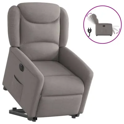 vidaXL Električni naslanjač s funkcijo vstajanja taupe blago