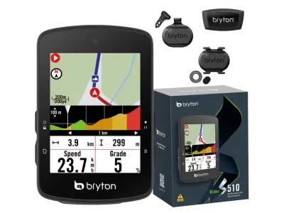 Bryton Rider S510 T s senzorji HR, CAD, SPD, USB-C GPS kolesarski računalnik