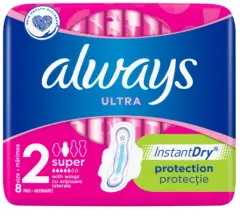 Always Ultra Higienski Vložki, Velikost 2, Krilca, 8 kos