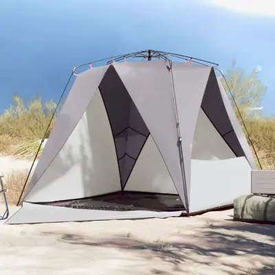 The Living Store Šotor za plažo za 4 osebe siv za hitro postavitev vodoodporen - Šotor Za Plažo