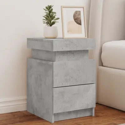The Living Store Nočna omarica z LED lučkami 2 kosa betonsko siva 35x39x55 cm - Nočna Omarica
