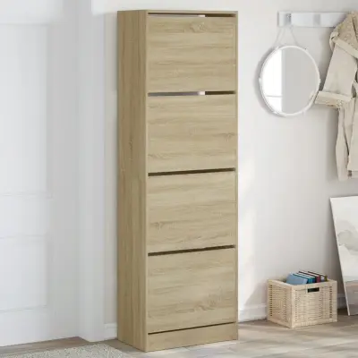 The Living Store Omarica za čevlje s 4 predali sonoma hrast 60x34x187,5 cm - Omara Za Čevlje