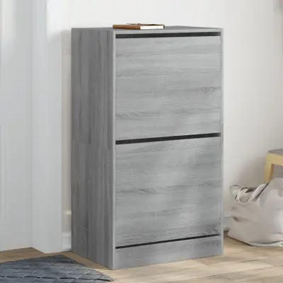 The Living Store Omarica za čevlje z 2 predaloma siva sonoma 60x42x108 cm - Omara Za Čevlje