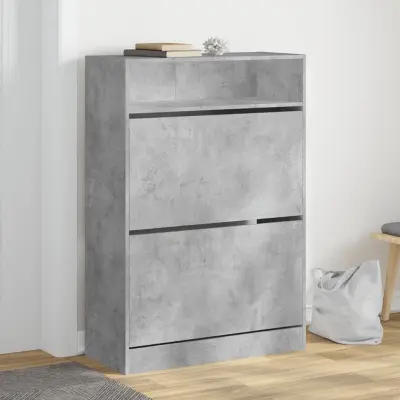 The Living Store Omarica za čevlje z 2 predaloma betonsko siva 80x34x116 cm - Omara Za Čevlje