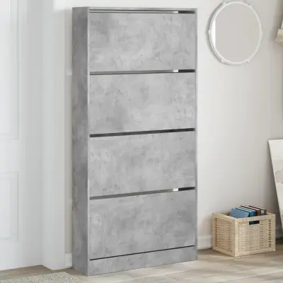 The Living Store Omarica za čevlje s 4 predali betonsko siva 80x21x163,5 cm - Omara Za Čevlje