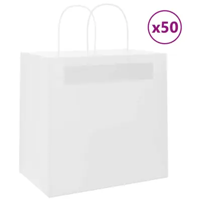 vidaXL Papirnate vrečke 50 kosov z ročaji bela 26x17x25 cm