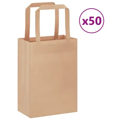 vidaXL Papirnate vrečke 50 kosov z ročaji rjave barve 15x8x21 cm