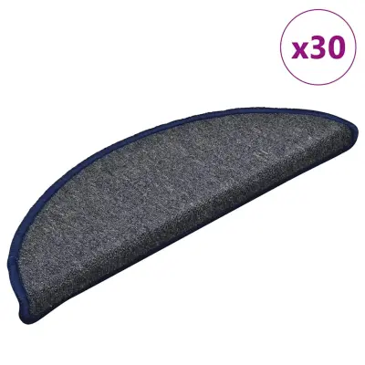 vidaXL Podloge za stopnice 30 kosov Temno siva in modra 56x17x3 cm