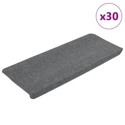 vidaXL Samolepilne preproge za stopnice 30 kosov sive 65x24,5x3,5 cm