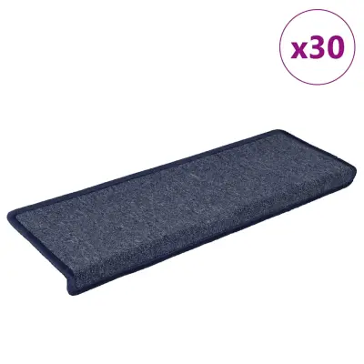 vidaXL Preproge za stopnice 30 kosov 65x21x4 cm sive in modre