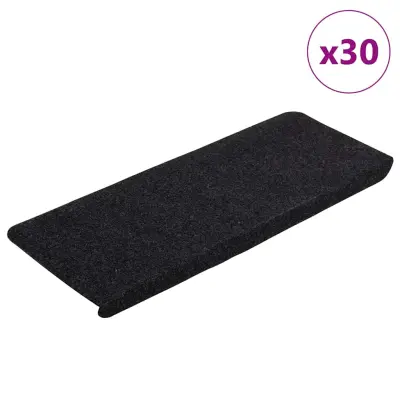 vidaXL Samolepilne podloge za stopnice 30 kosov črna 65x24,5x3,5 cm
